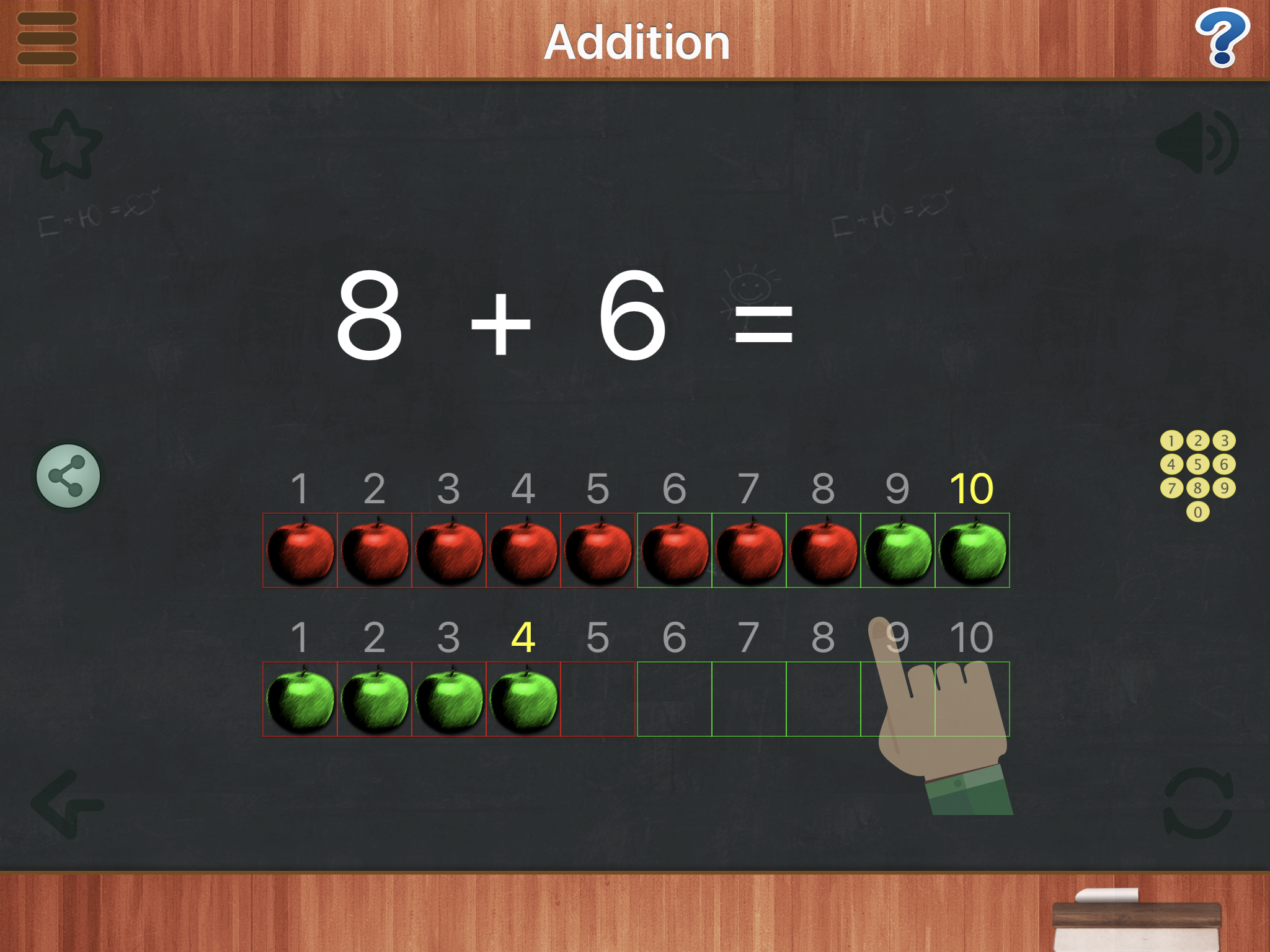図:Math Animationsで8+6を計算する画面